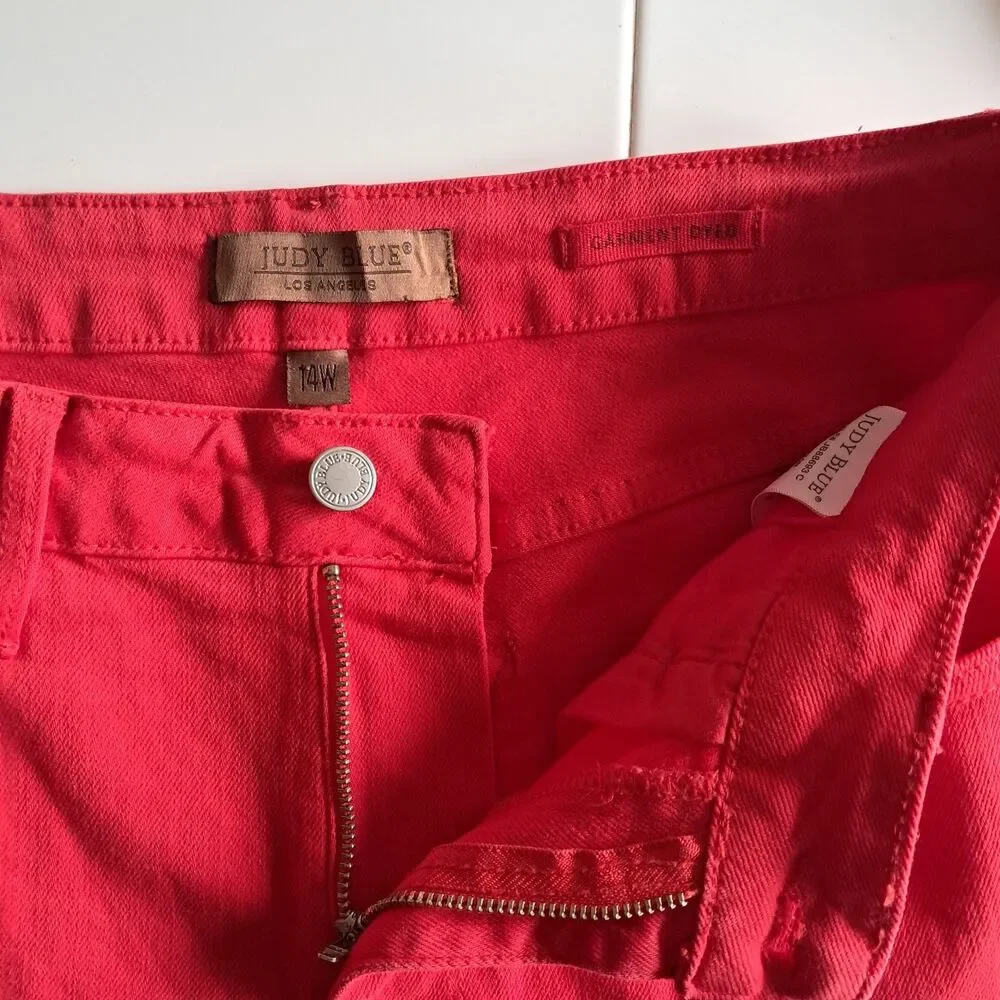 Judy Blue Red Jeans Womens 14W Garment Dyed Straight Leg Cotton Jeans JB88693 C - Picture 3 of 8